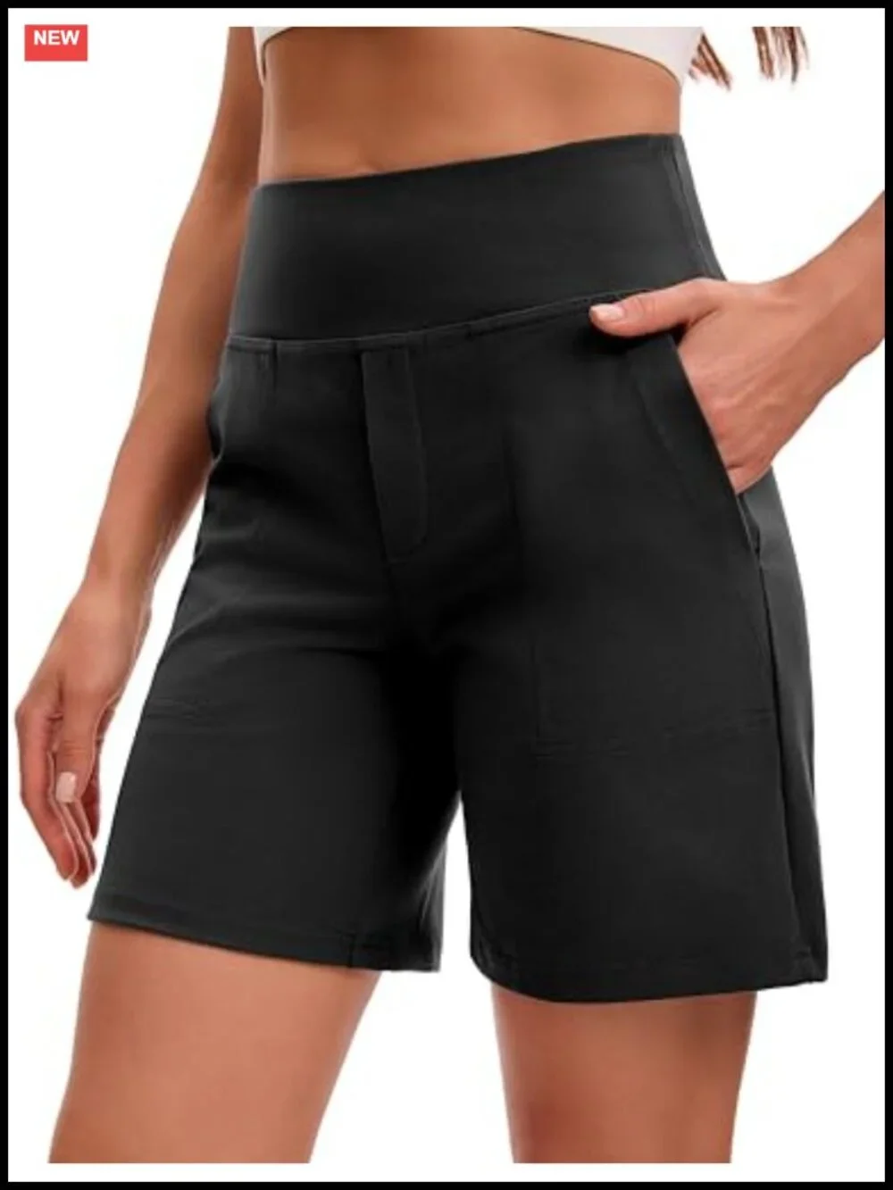Women's Bermuda Shorts High Waisted Athletic Pockets 7